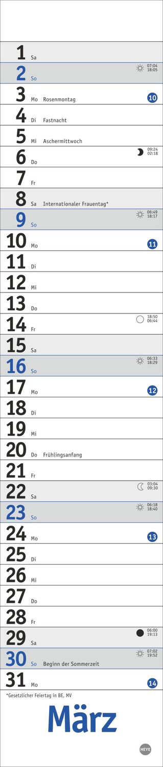 Bild: 9783756406357 | Langplaner mini, blau 2025 | Kalender | Bürokalender Heye | 13 S.