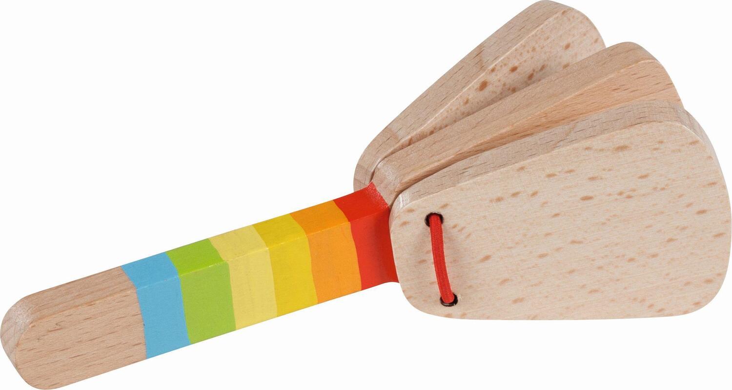 Cover: 4013594618755 | Stielkastagnette Regenbogen | L= 14,5 cm, Holz, per Stück | Stück