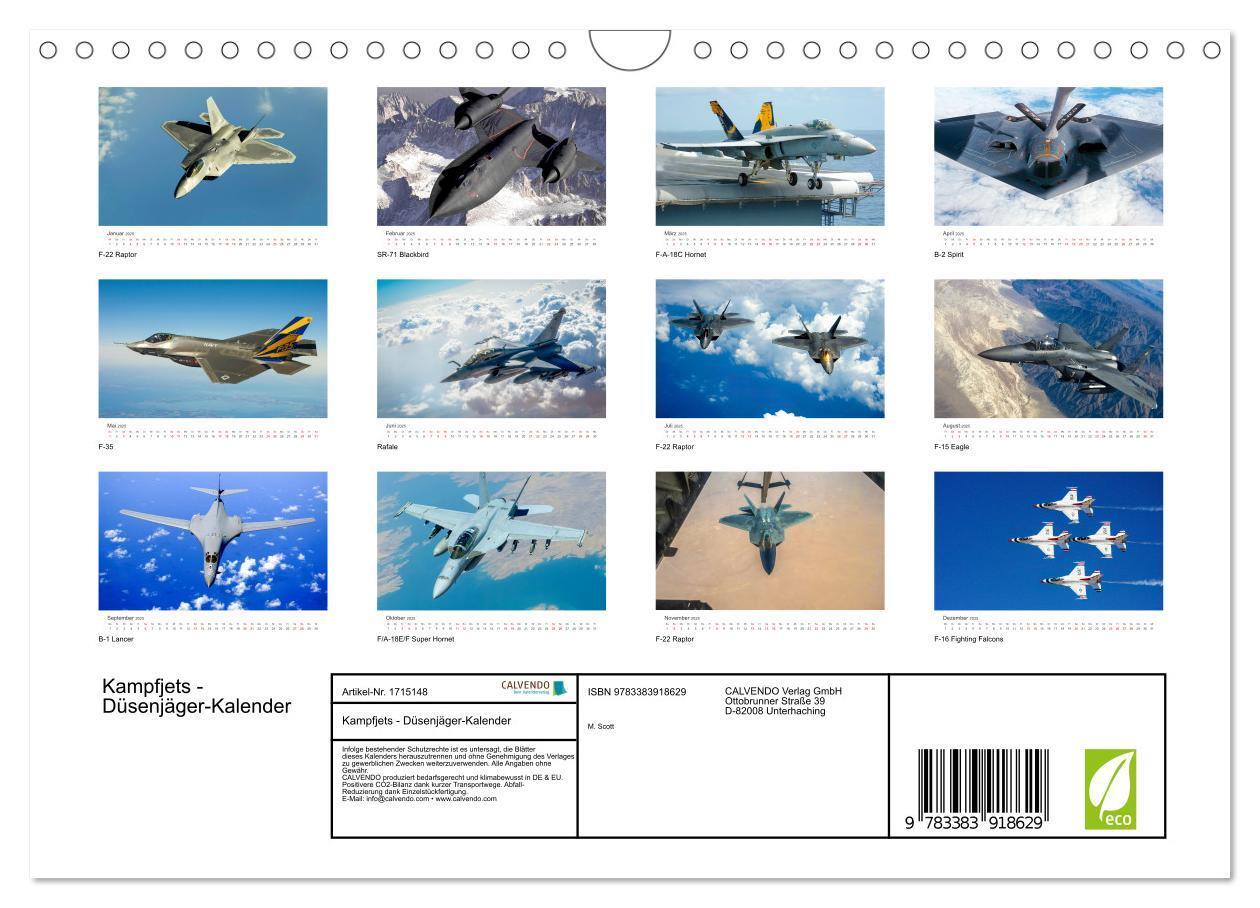 Bild: 9783383918629 | Kampfjets - Düsenjäger-Kalender (Wandkalender 2025 DIN A4 quer),...