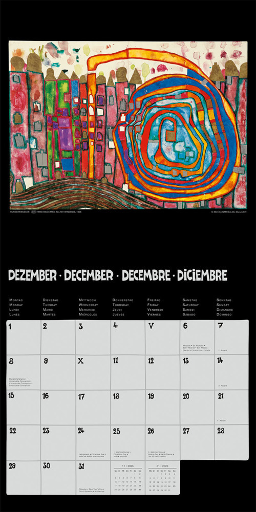 Bild: 9783910430143 | Hundertwasser Broschürenkalender Art 2025 | Wörner Verlag GmbH | 28 S.