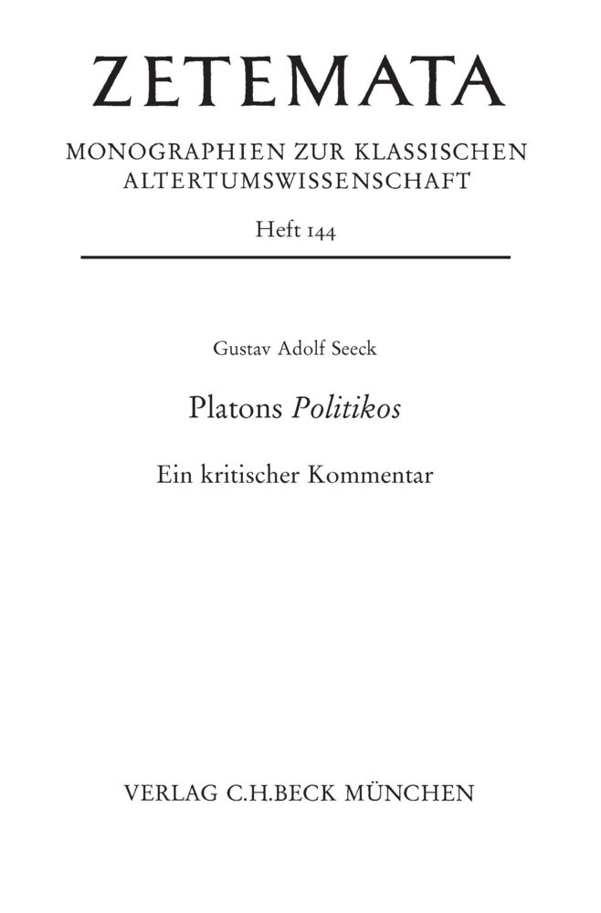 Cover: 9783406641695 | Platons Politikos | Ein kritischer Kommentar | Gustav Adolf Seeck