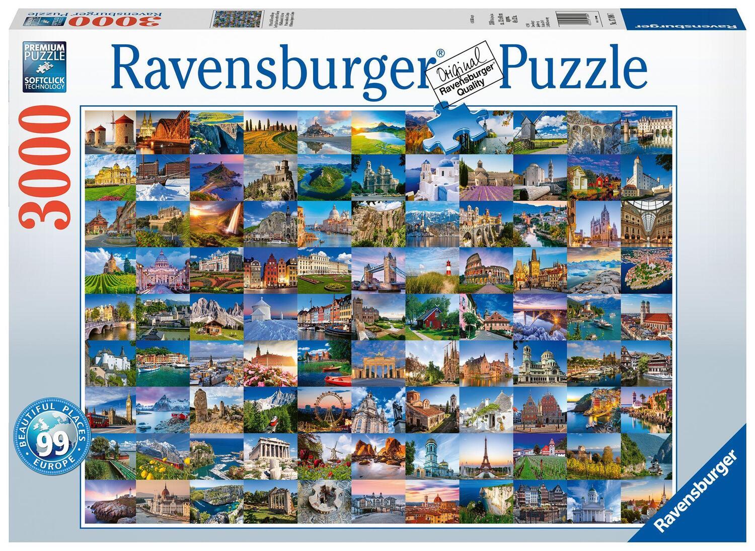 Cover: 4005556170807 | 99 beautiful Places of Europe - Puzzle mit 3000 Teilen | Spiel | 17080