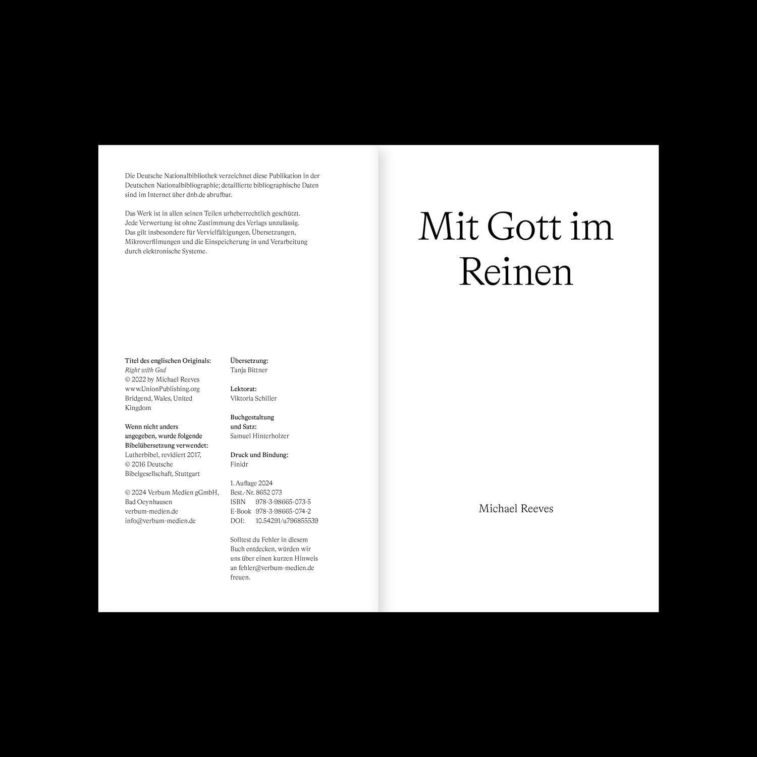 Bild: 9783986650735 | Mit Gott im Reinen | Michael Reeves | Taschenbuch | 60 S. | Deutsch