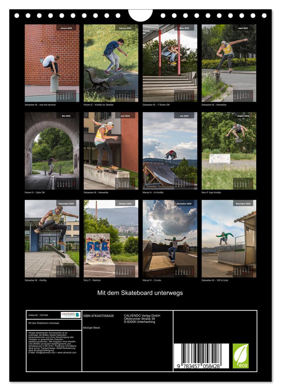 Bild: 9783457058428 | Mit dem Skateboard unterwegs (Wandkalender 2025 DIN A4 hoch),...