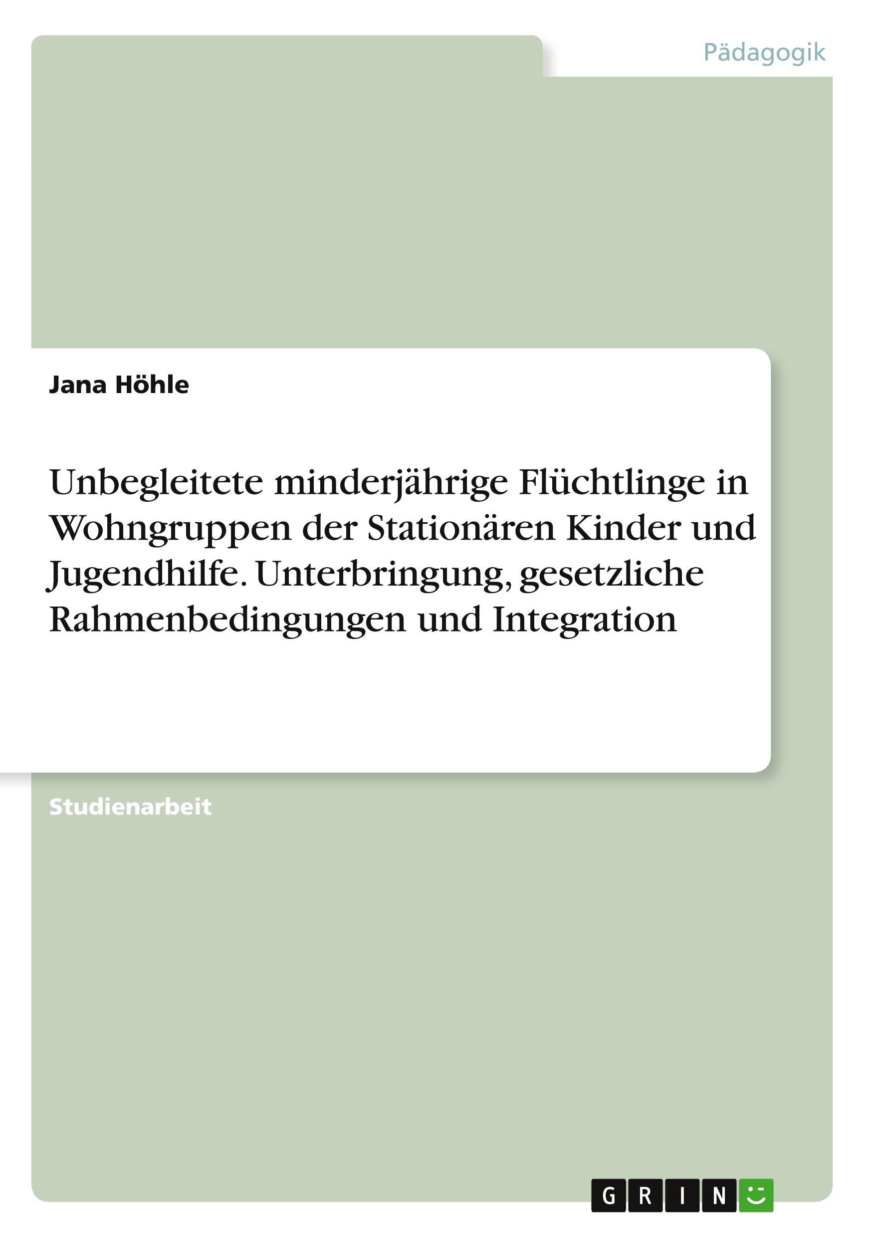 Cover: 9783964874238 | Unbegleitete minderjährige Flüchtlinge in Wohngruppen der...