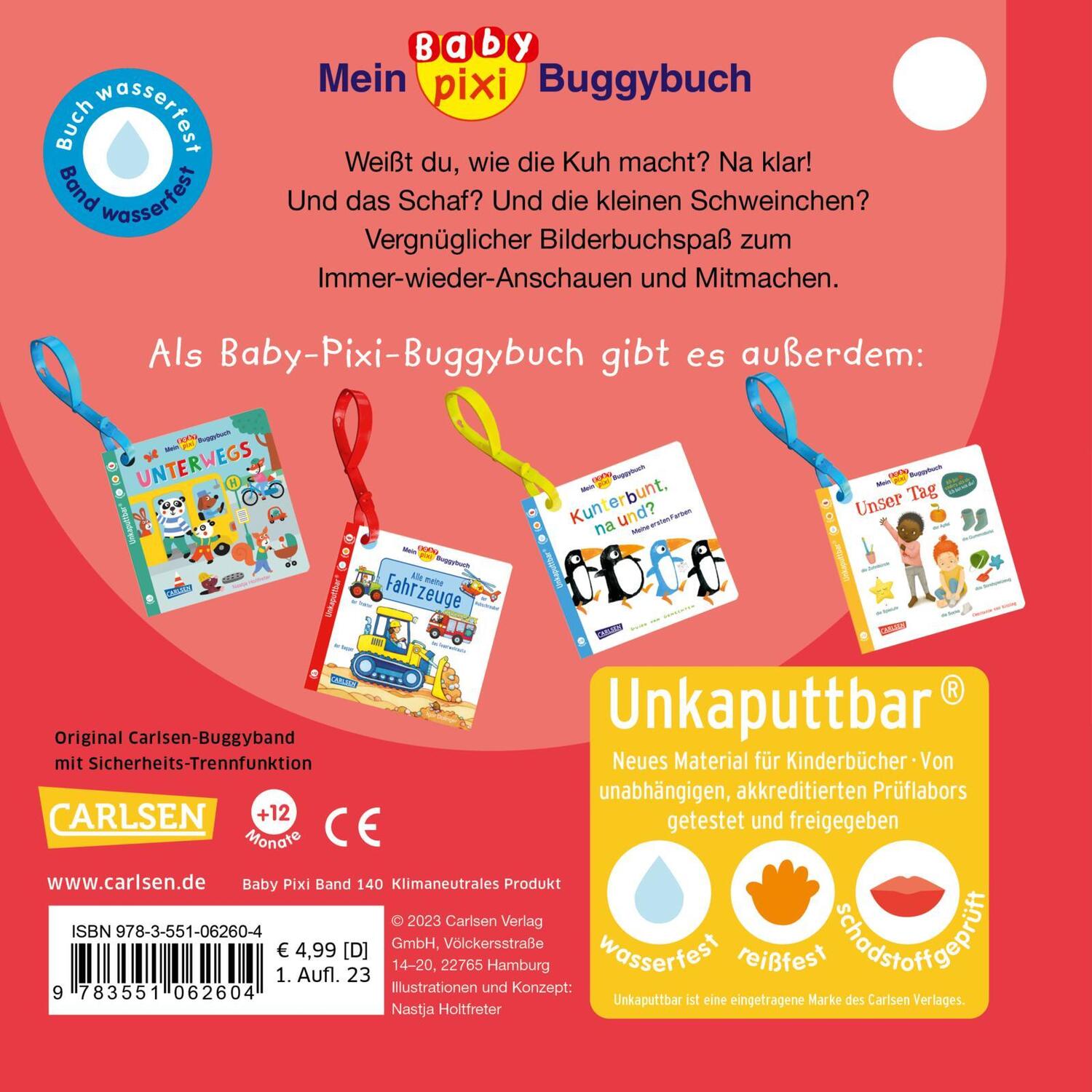 Rückseite: 9783551062604 | Baby Pixi (unkaputtbar) 140: Mein Baby-Pixi-Buggybuch: Oink, Mäh, Muh!