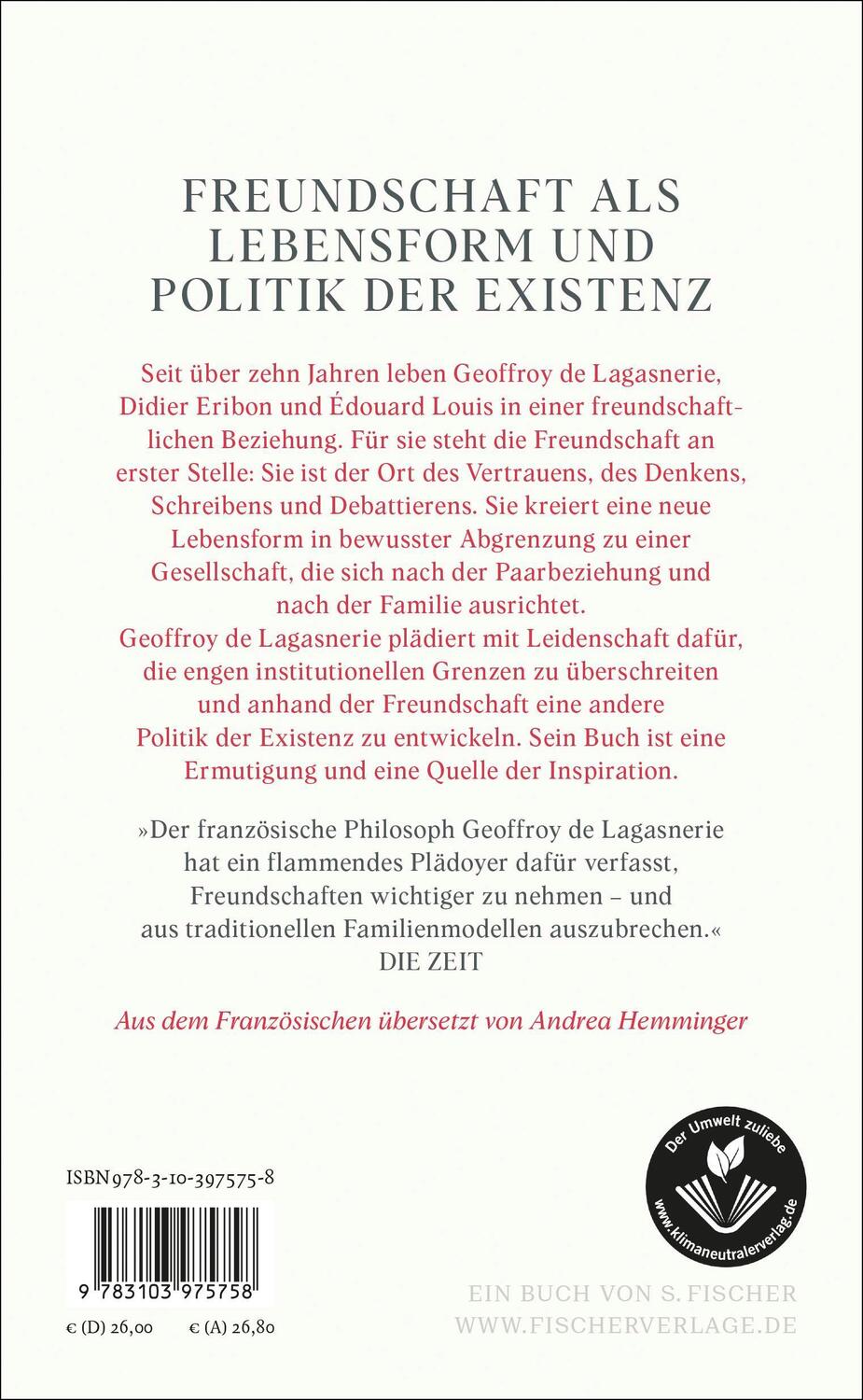 Rückseite: 9783103975758 | 3 - Ein Leben außerhalb | Lob der Freundschaft | Lagasnerie | Buch