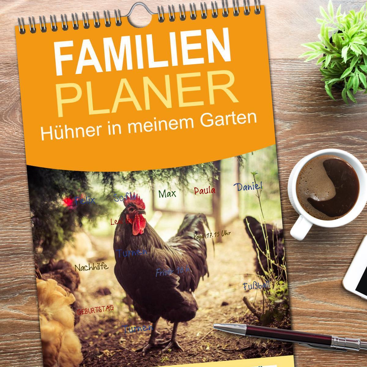 Bild: 9783457111826 | Familienplaner 2025 - Hühner in meinem Garten mit 5 Spalten...