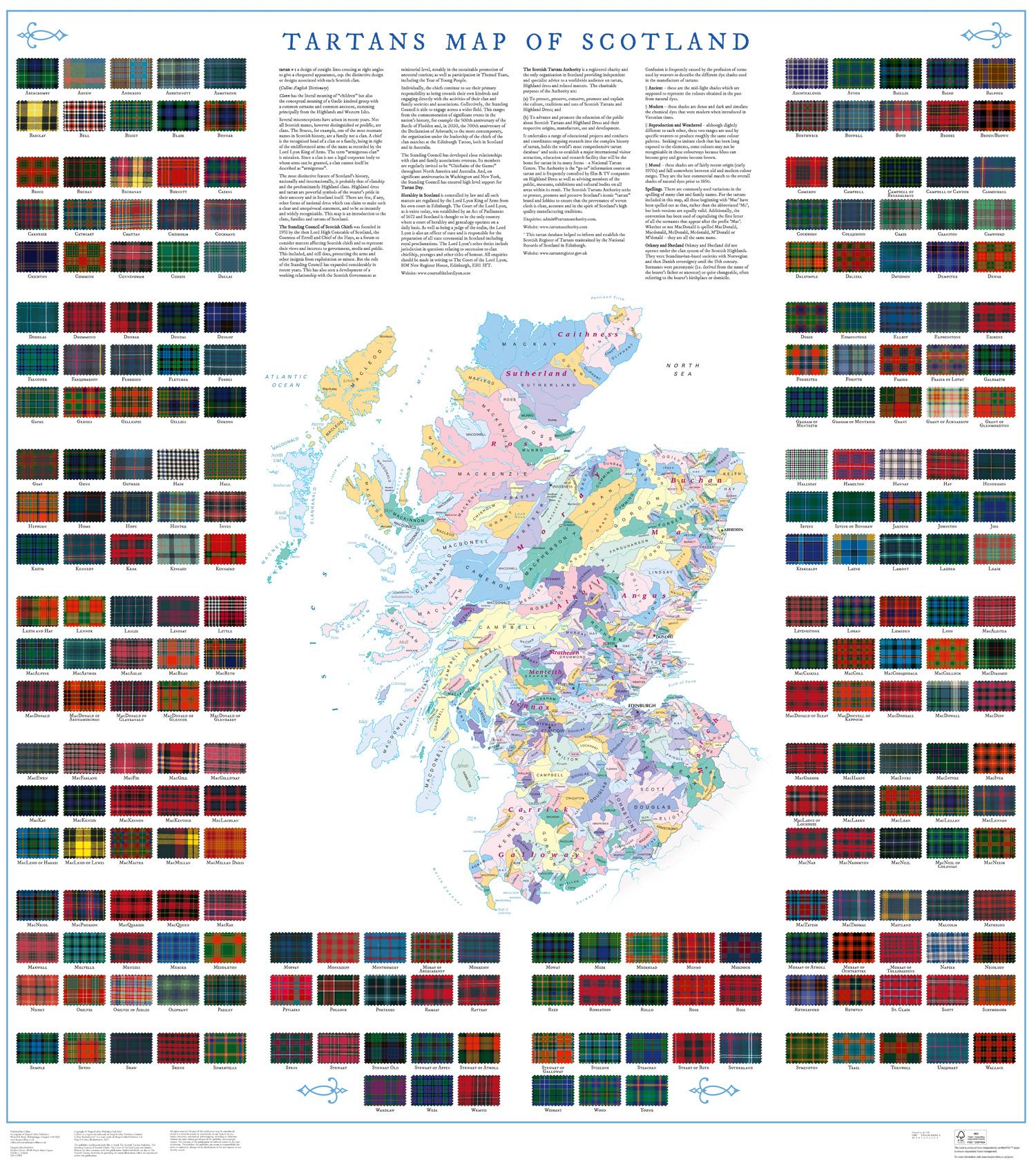 Bild: 9780008603014 | Collins Scotland Clans and Tartans Map | Collins Maps | (Land-)Karte