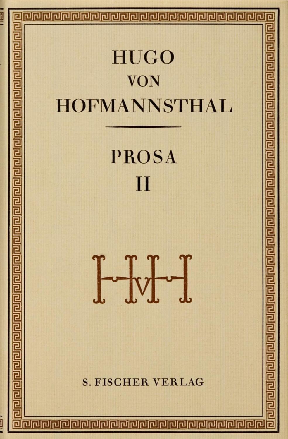 Cover: 9783100315212 | Prosa II | Gesammelte Werke in Einzelausgaben | Hugo von Hofmannsthal