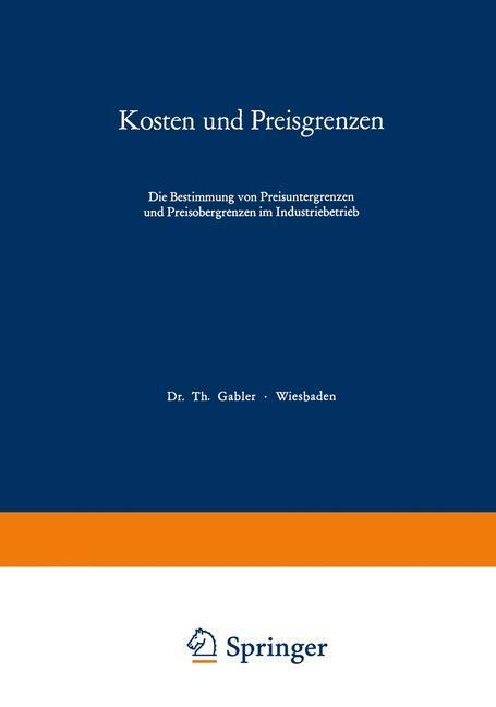 Cover: 9783409211222 | Kosten und Preisgrenzen | Thomas Reichmann | Taschenbuch | Paperback