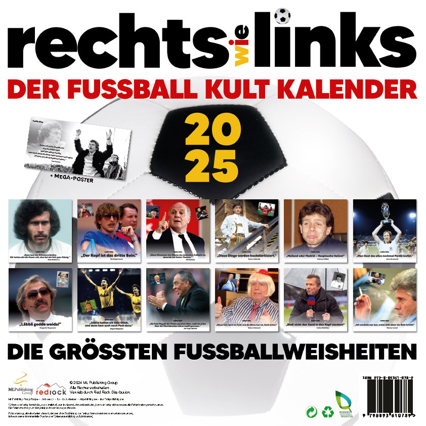 Bild: 9798893610789 | Rechts wie Links - Der Fussball Kult Kalender 2025 | Kalender | 28 S.