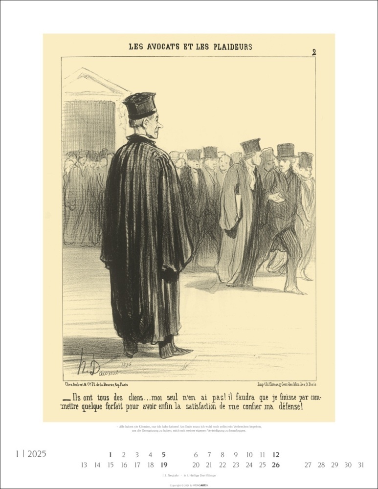 Bild: 9783839900420 | Honoré Daumier: Die Juristen Kalender 2025 | Honoré Daumier | Kalender