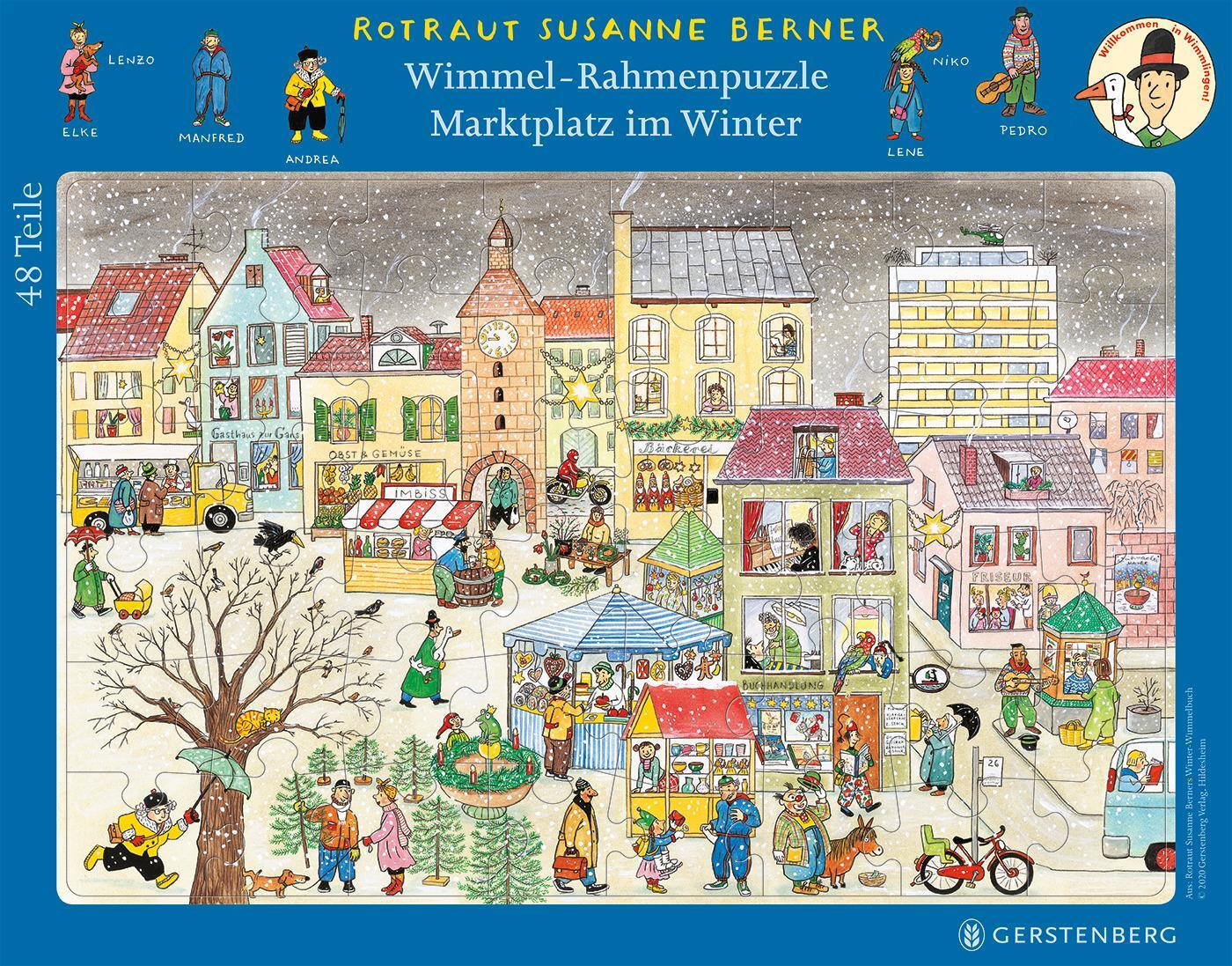 Cover: 4250915934082 | Wimmel-Rahmenpuzzle Winter Motiv Marktplatz 48 Teile | Berner | Spiel