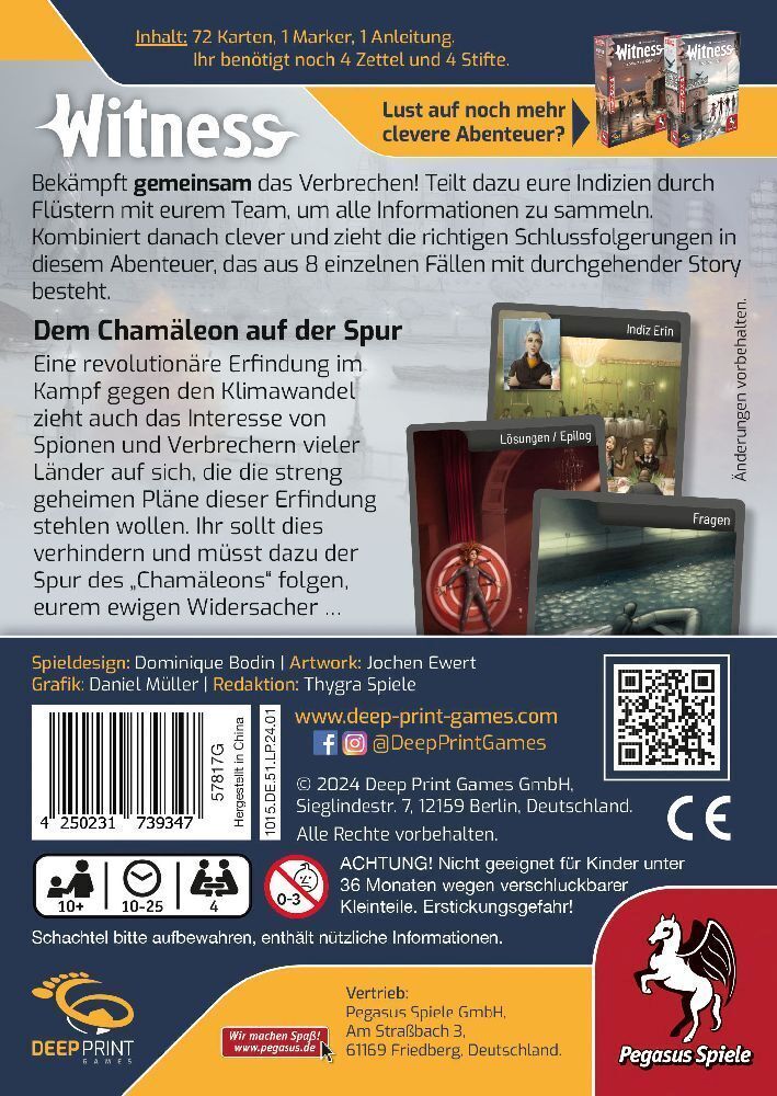 Bild: 4250231739347 | Witness Dem Chamäleon auf der Spur (Deep Print Games) | Bodin | Spiel