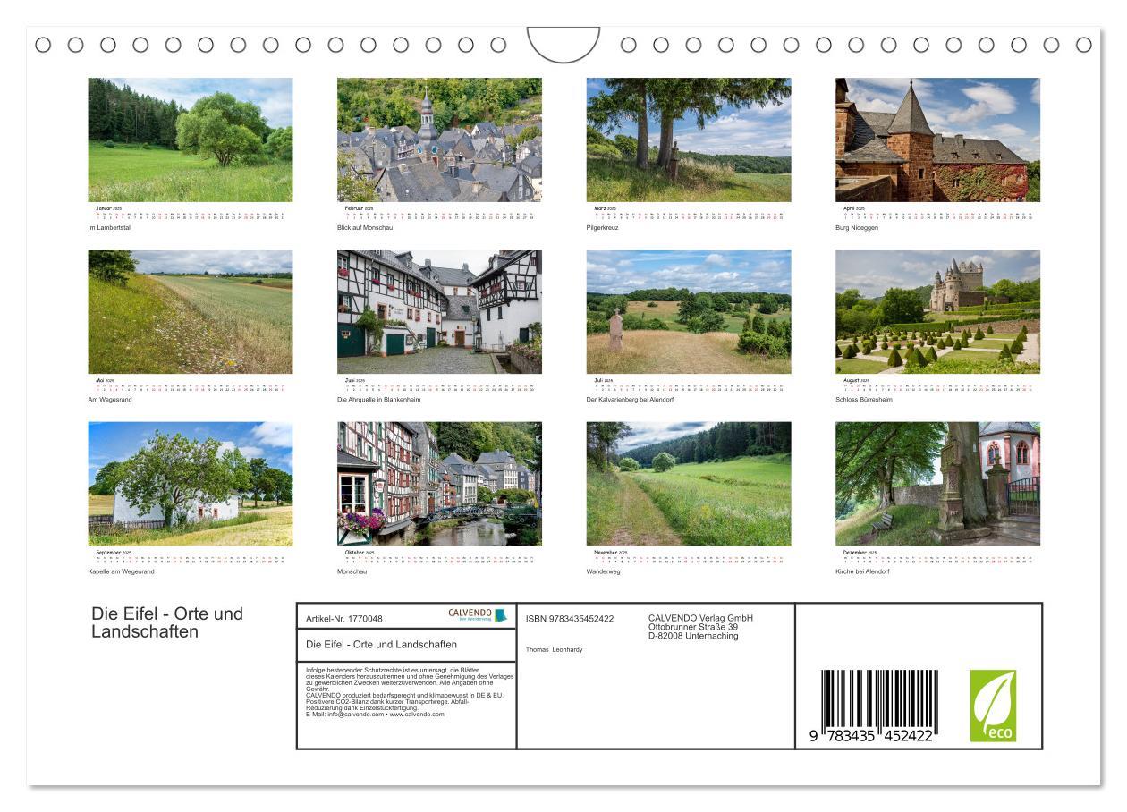 Bild: 9783435452422 | Die Eifel - Orte und Landschaften (Wandkalender 2025 DIN A4 quer),...