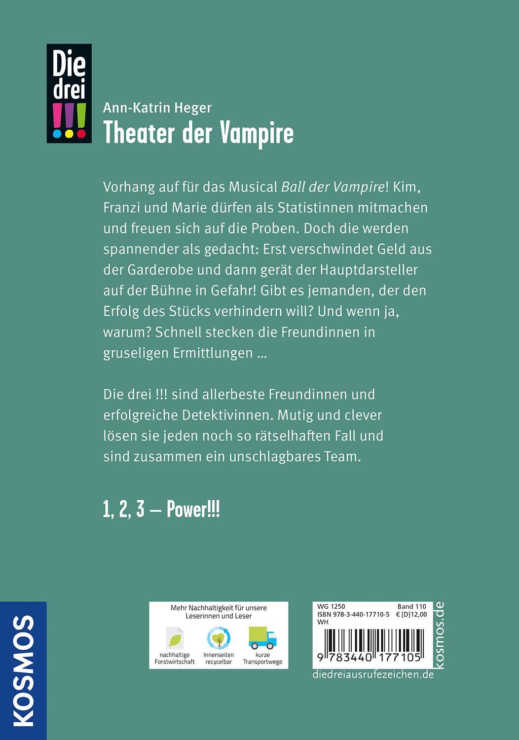 Rückseite: 9783440177105 | Die drei !!!, 110, Theater der Vampire | Ann-Katrin Heger | Buch