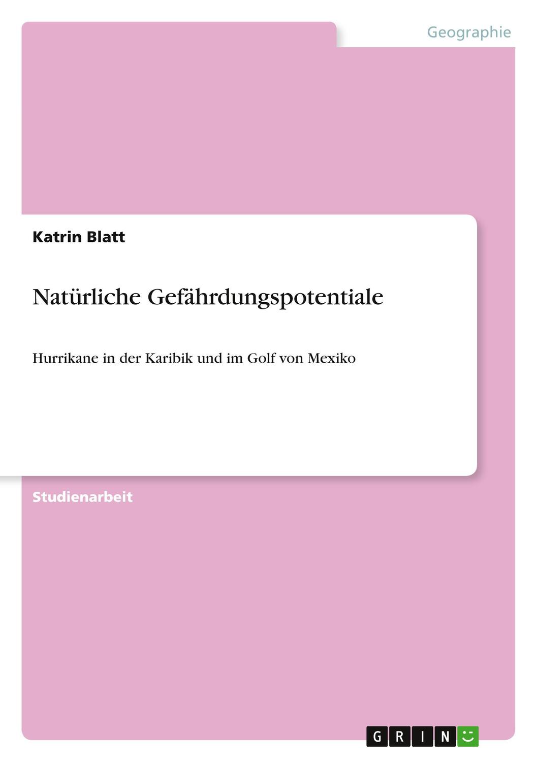 Cover: 9783640735525 | Natürliche Gefährdungspotentiale | Katrin Blatt | Taschenbuch | 32 S.