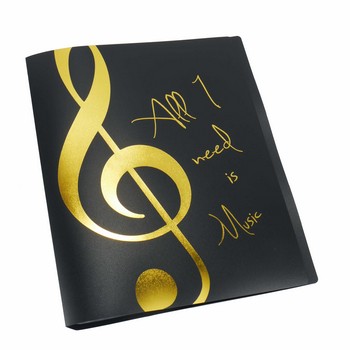 Cover: 9008061024127 | Mappe All I need is Music golden A4 mit 20 Prospekthüllen