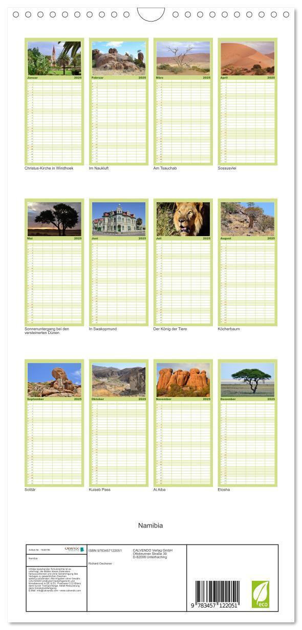 Bild: 9783457122051 | Familienplaner 2025 - Namibia mit 5 Spalten (Wandkalender, 21 x 45...