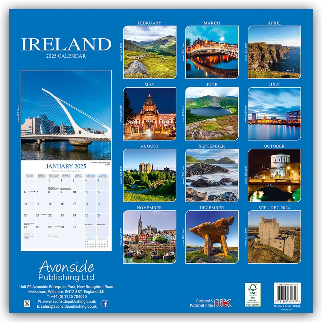 Rückseite: 9781804604717 | Ireland - Irland 2025 - 16-Monatskalender | Avonside Publishing Ltd