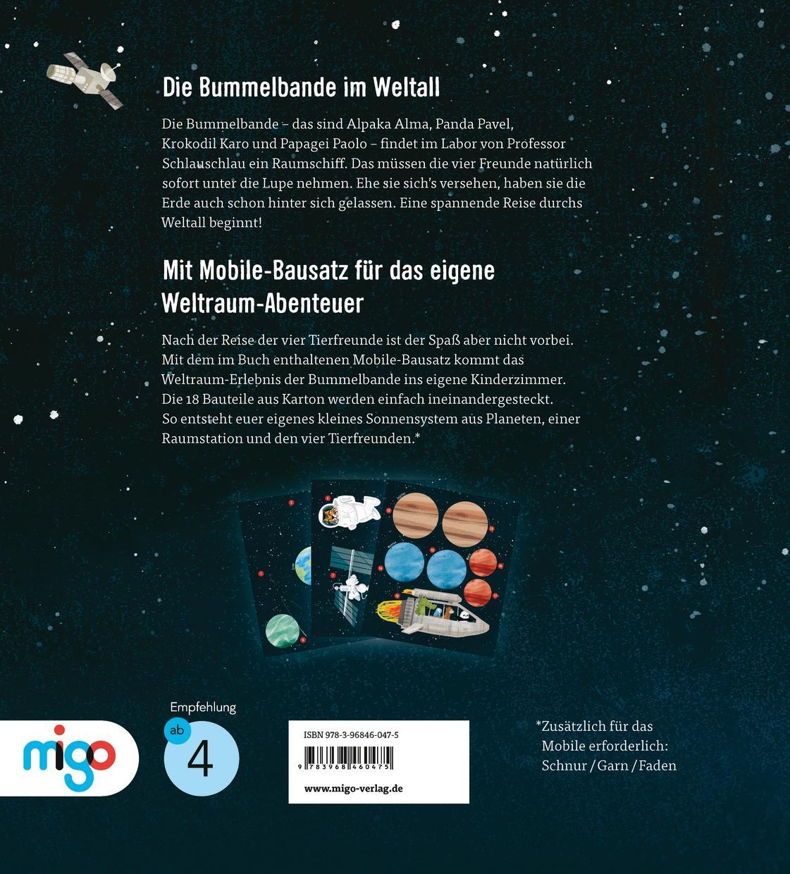 Rückseite: 9783968460475 | Die Bummelbande im Weltall | Ein Mobile-Buch | Johanna Fischer | Buch