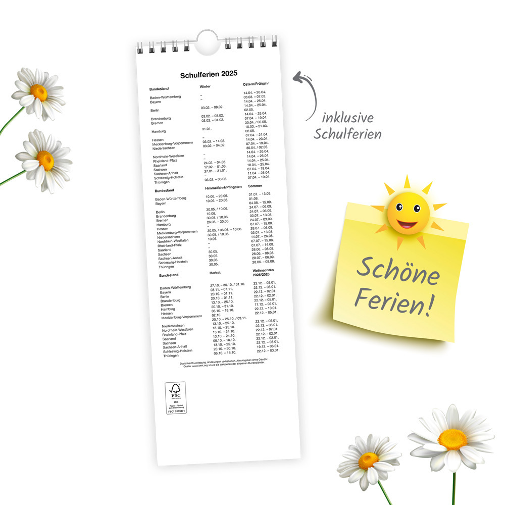 Bild: 9783988022547 | Trötsch Streifenkalender Blumen 2025 Notizkalender | Co.KG | Kalender