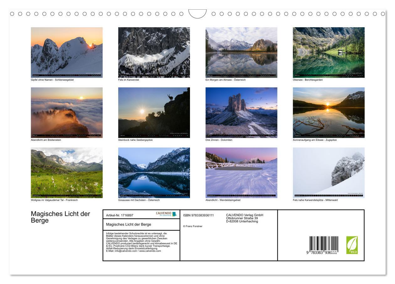 Bild: 9783383936111 | Magisches Licht der Berge (Wandkalender 2025 DIN A3 quer), CALVENDO...