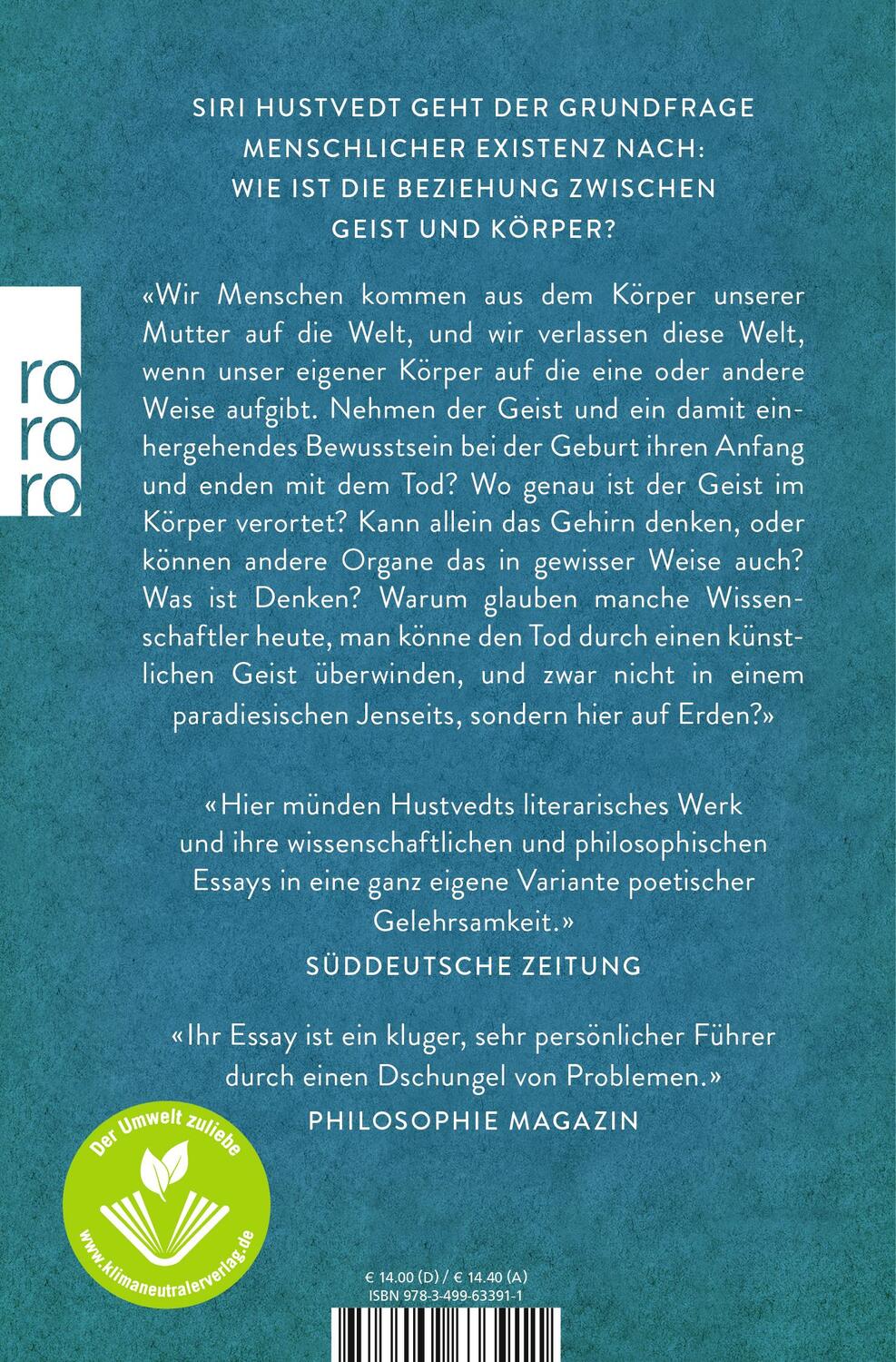 Rückseite: 9783499633911 | Die Illusion der Gewissheit | Siri Hustvedt | Taschenbuch | Deutsch