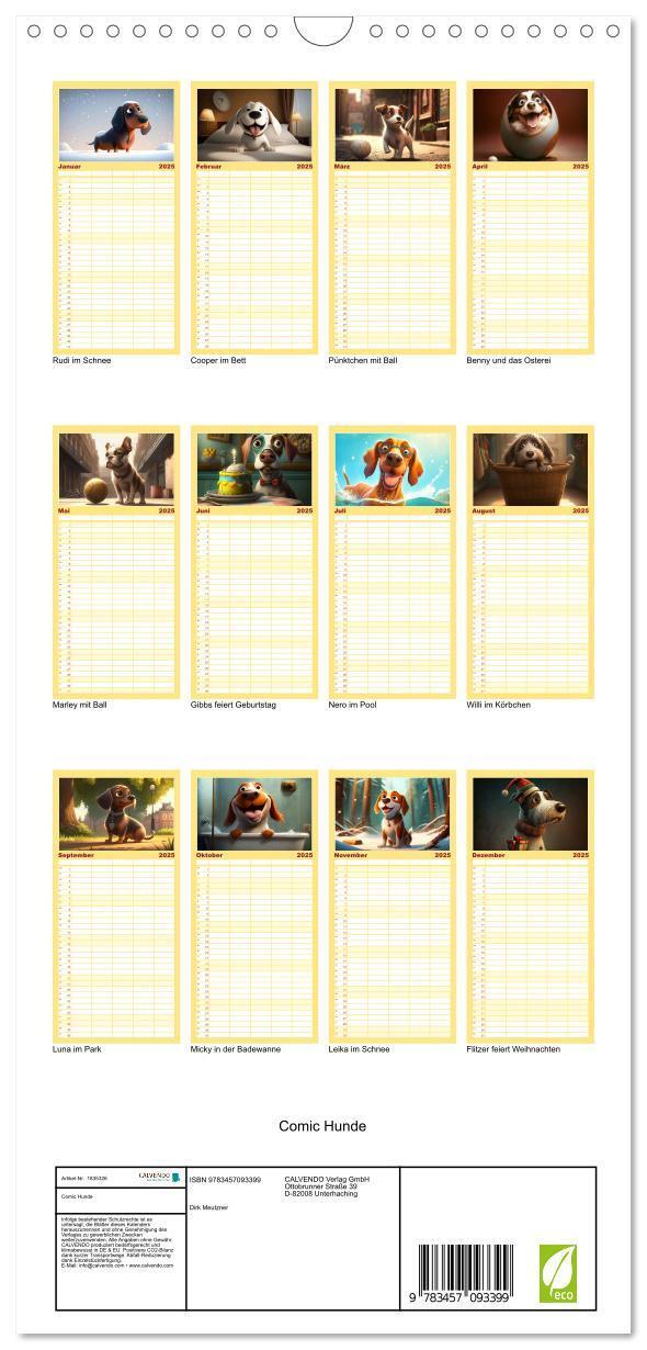 Bild: 9783457093399 | Familienplaner 2025 - Comic Hunde mit 5 Spalten (Wandkalender, 21 x...