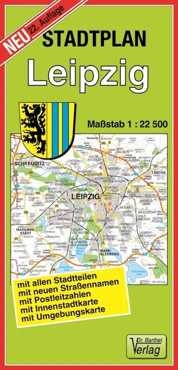 Cover: 9783895910333 | Stadtplan Leipzig 1 : 22 500 | Maßstab 1:22500 | Verlag Barthel | 2 S.