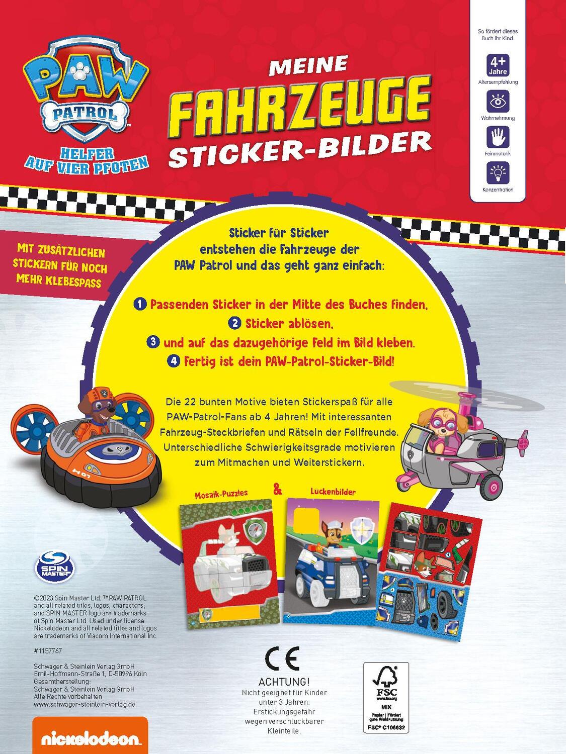 Rückseite: 9783849943172 | PAW Patrol: Meine Fahrzeuge Sticker-Bilder | Verlag | Taschenbuch