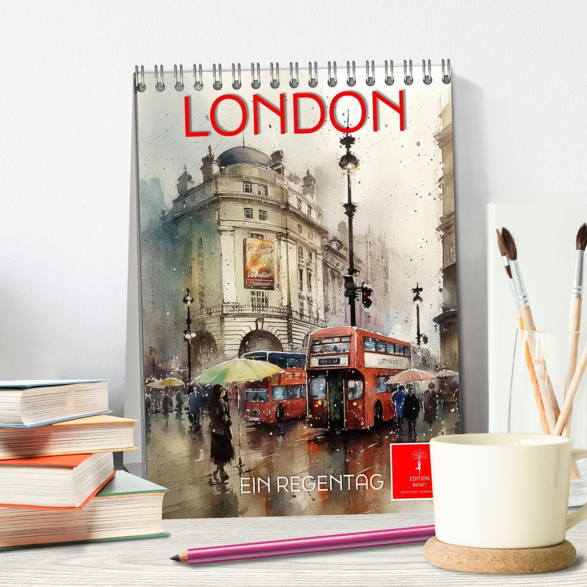 Bild: 9783435876808 | London - ein Regentag (Tischkalender 2025 DIN A5 hoch), CALVENDO...