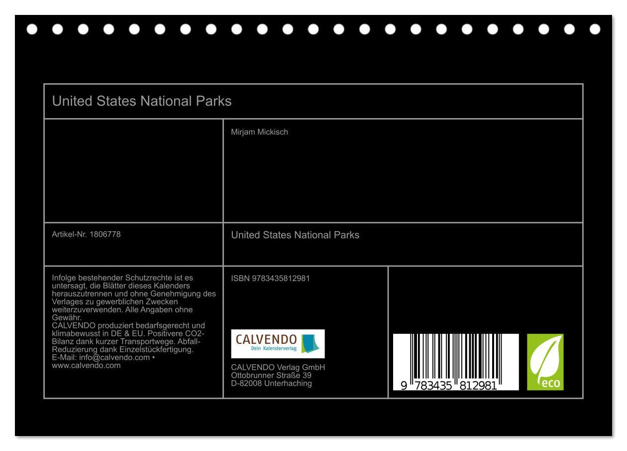 Bild: 9783435812981 | United States National Parks (Tischkalender 2025 DIN A5 quer),...