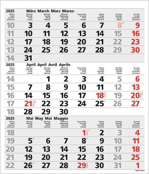 Bild: 9783731877530 | 3-Monats-Planer Comfort Grau 2025 | Verlag Korsch | Kalender | 12 S.