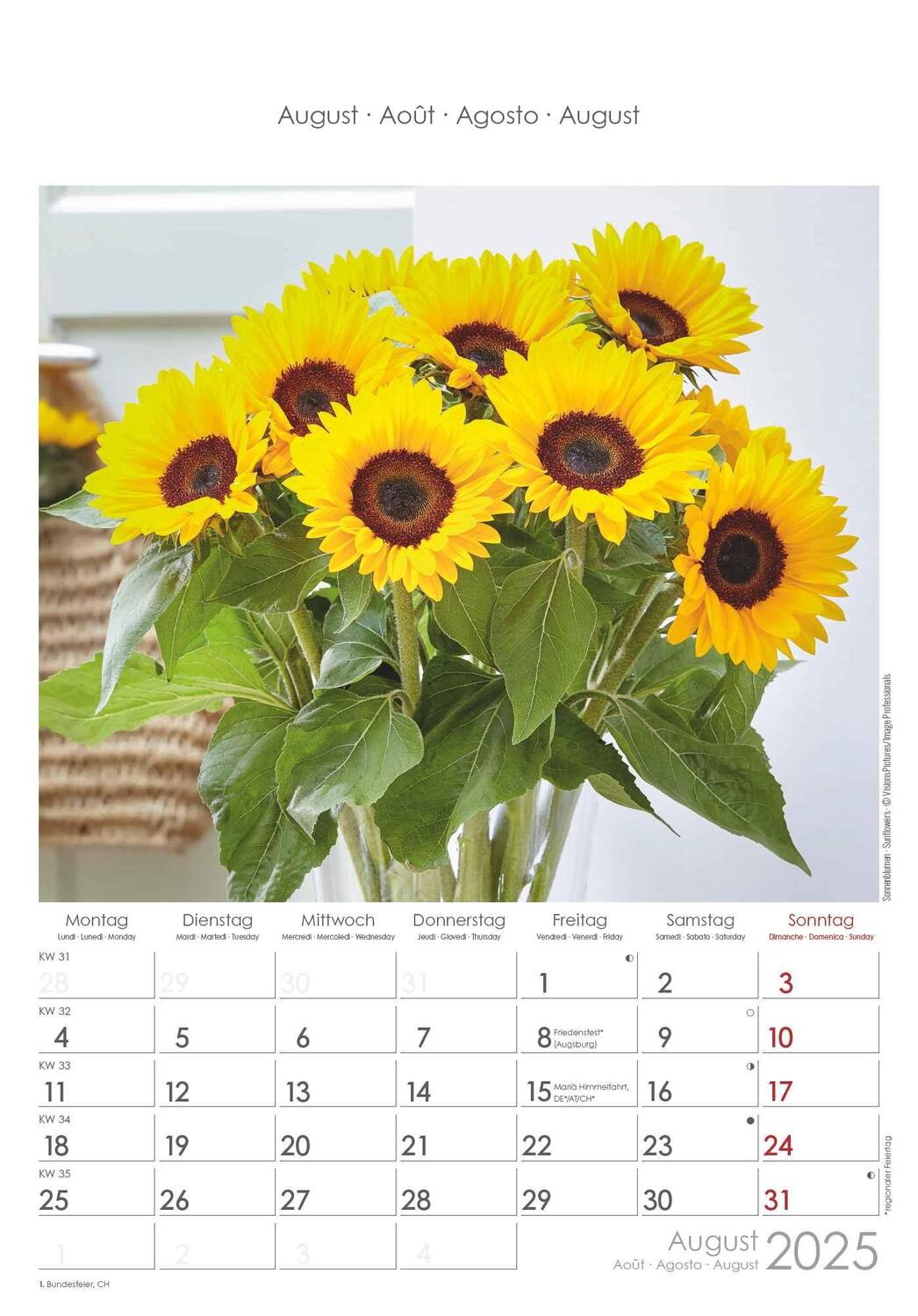 Bild: 4251732341008 | Blumen 2025 - Bildkalender 23,7x34 cm - Kalender mit Platz für...