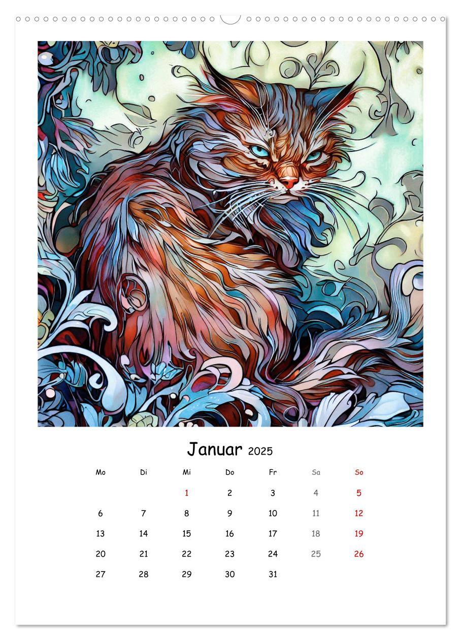 Bild: 9783435875627 | Jugendstil Katzen (hochwertiger Premium Wandkalender 2025 DIN A2...