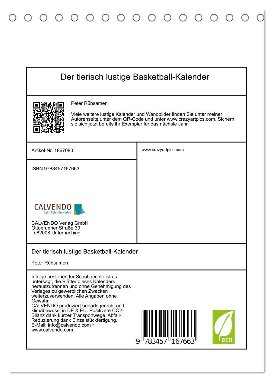 Bild: 9783457167663 | Der tierisch lustige Basketball-Kalender (Tischkalender 2025 DIN A5...