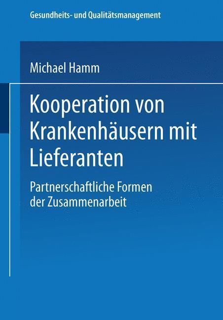 Cover: 9783824475711 | Kooperation von Krankenhäusern mit Lieferanten | Michael Hamm | Buch