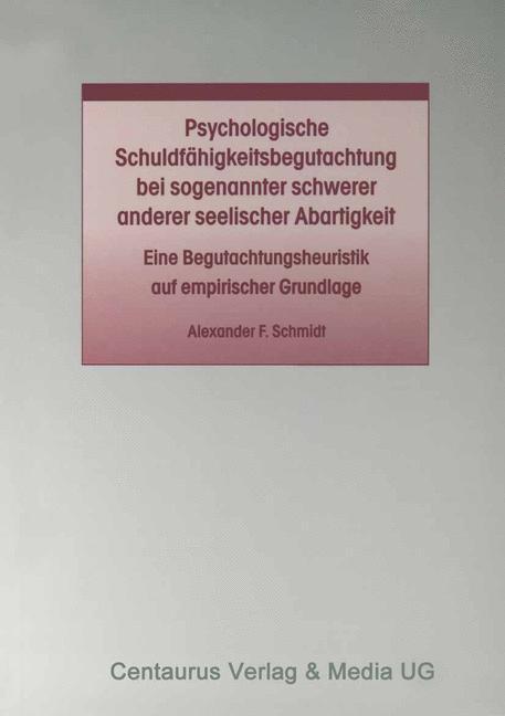 Cover: 9783825506766 | Psychologische Schuldfähigkeitsbegutachtung bei sogenannter...