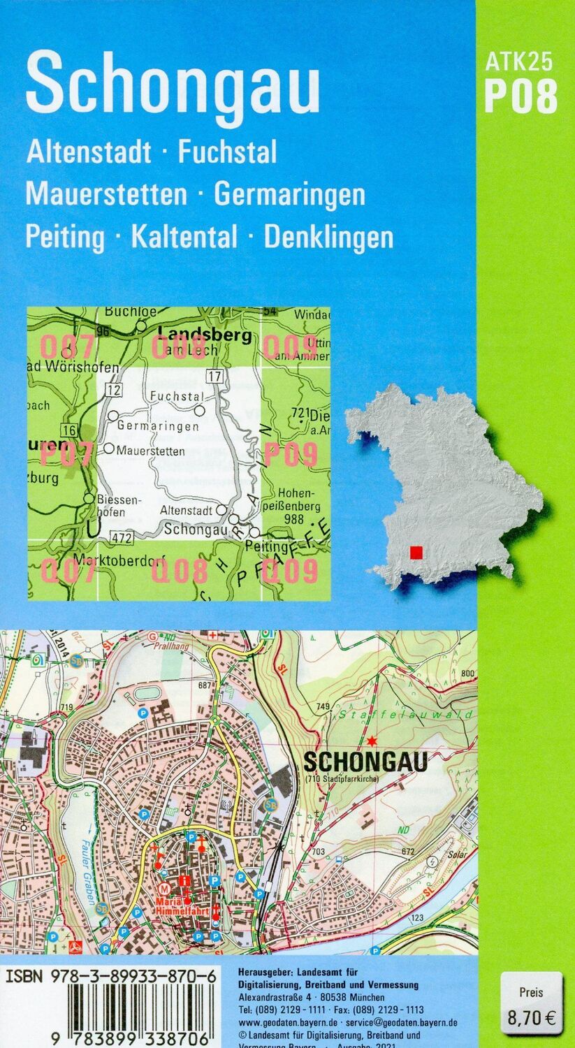 Bild: 9783899338706 | ATK25-P08 Schongau (Amtliche Topographische Karte 1:25000) | Deutsch