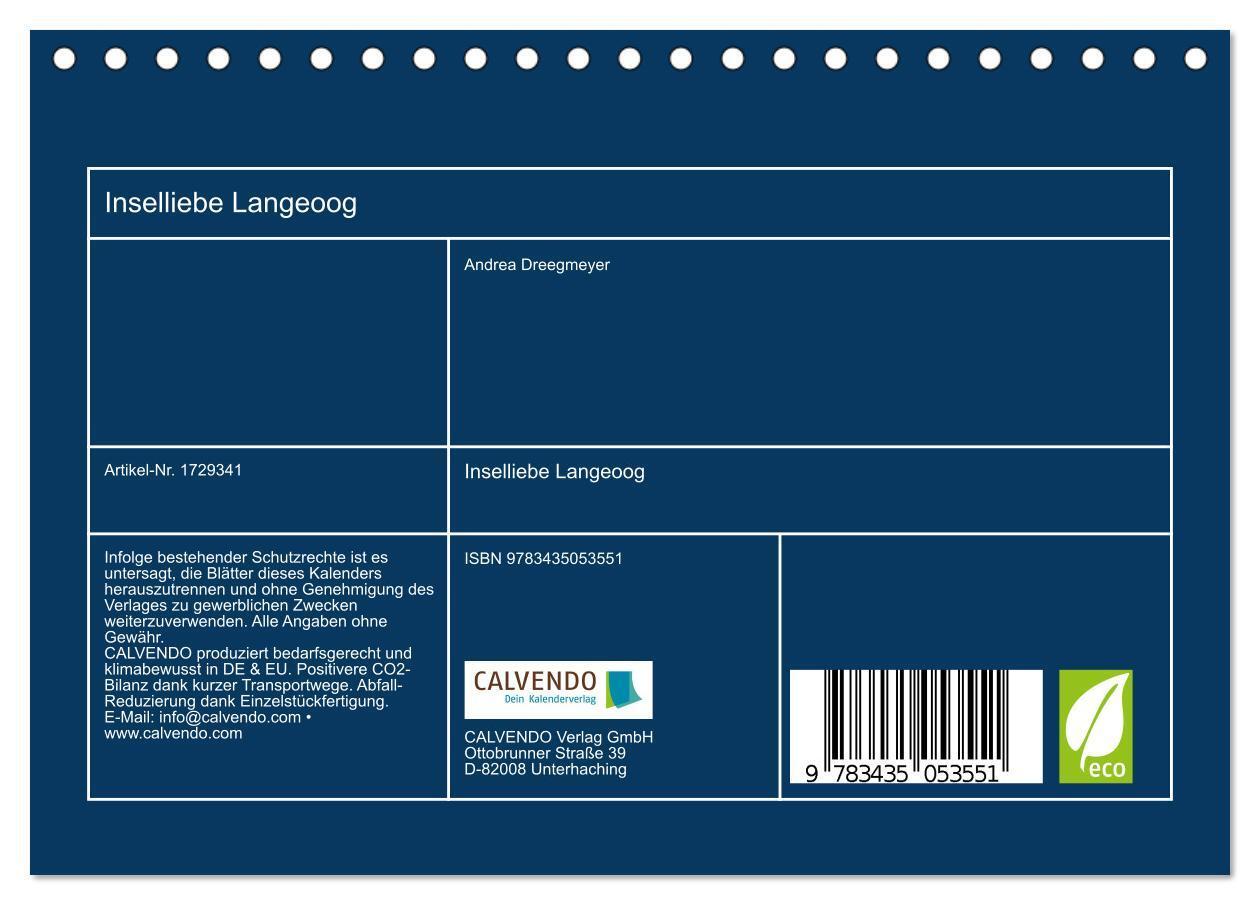 Bild: 9783435053551 | Inselliebe Langeoog (Tischkalender 2025 DIN A5 quer), CALVENDO...