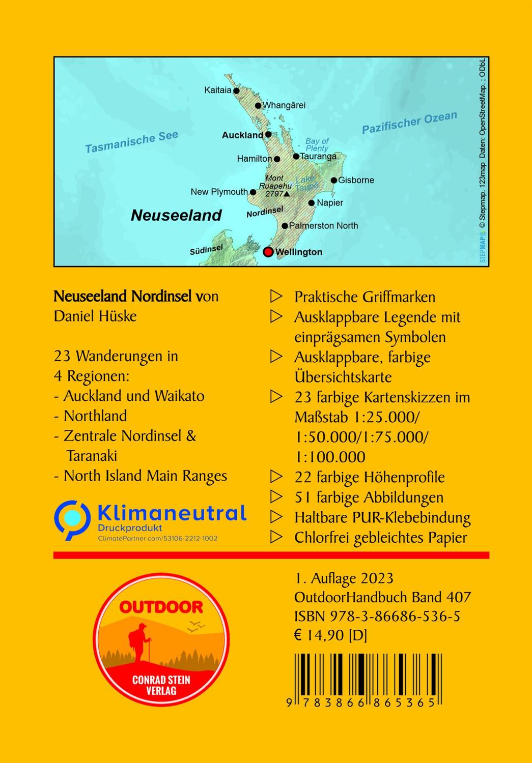 Rückseite: 9783866865365 | Neuseeland Nordinsel | 23 Touren zwischen Küsten und Vulkanen | Hüske