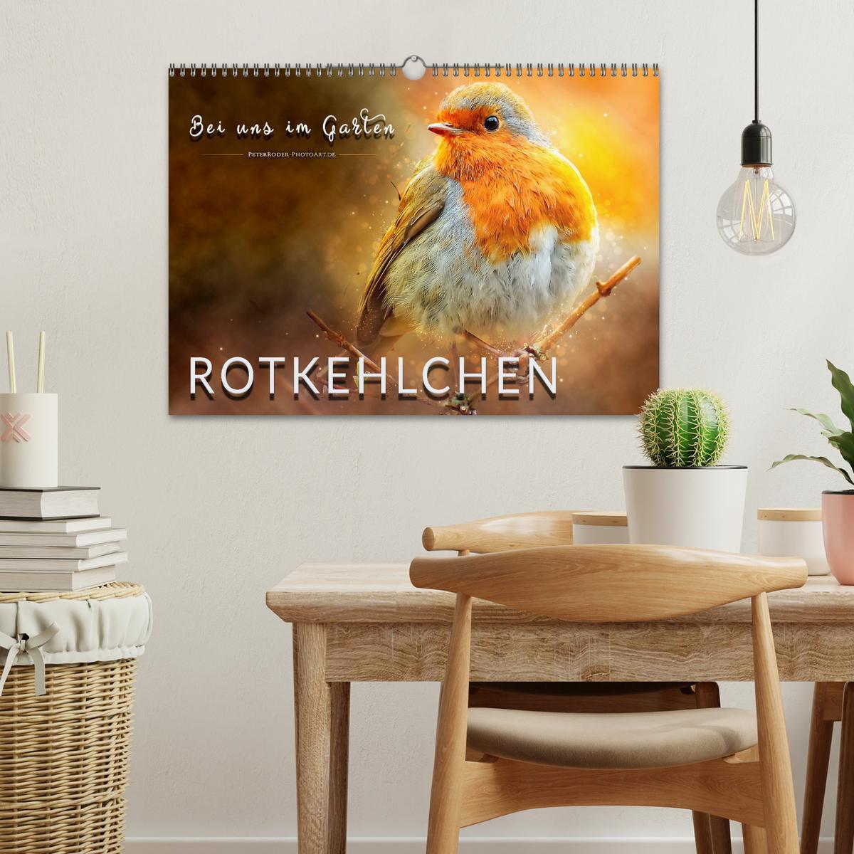 Bild: 9783435333646 | Bei uns im Garten - Rotkehlchen (Wandkalender 2025 DIN A3 quer),...