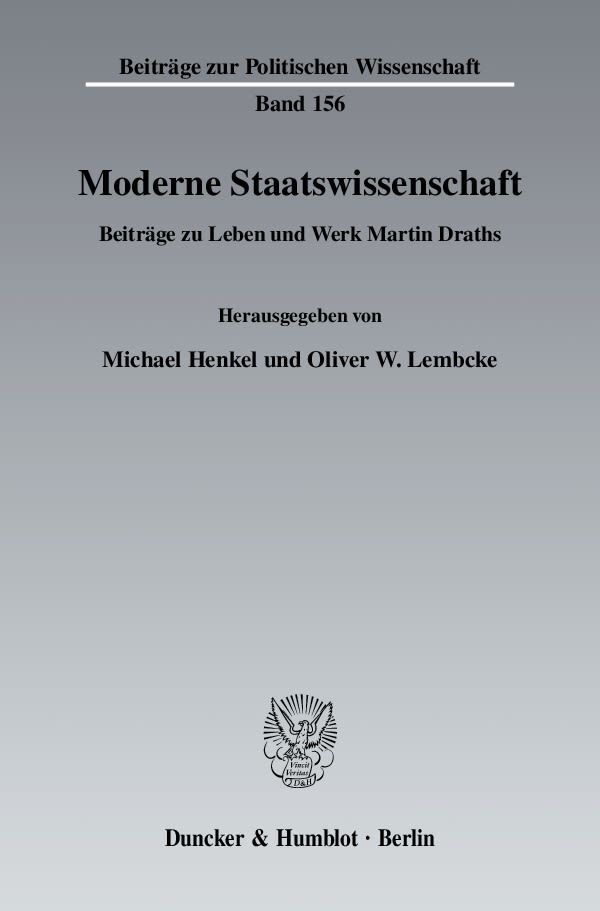 Cover: 9783428121892 | Moderne Staatswissenschaft. | Michael Henkel (u. a.) | Taschenbuch