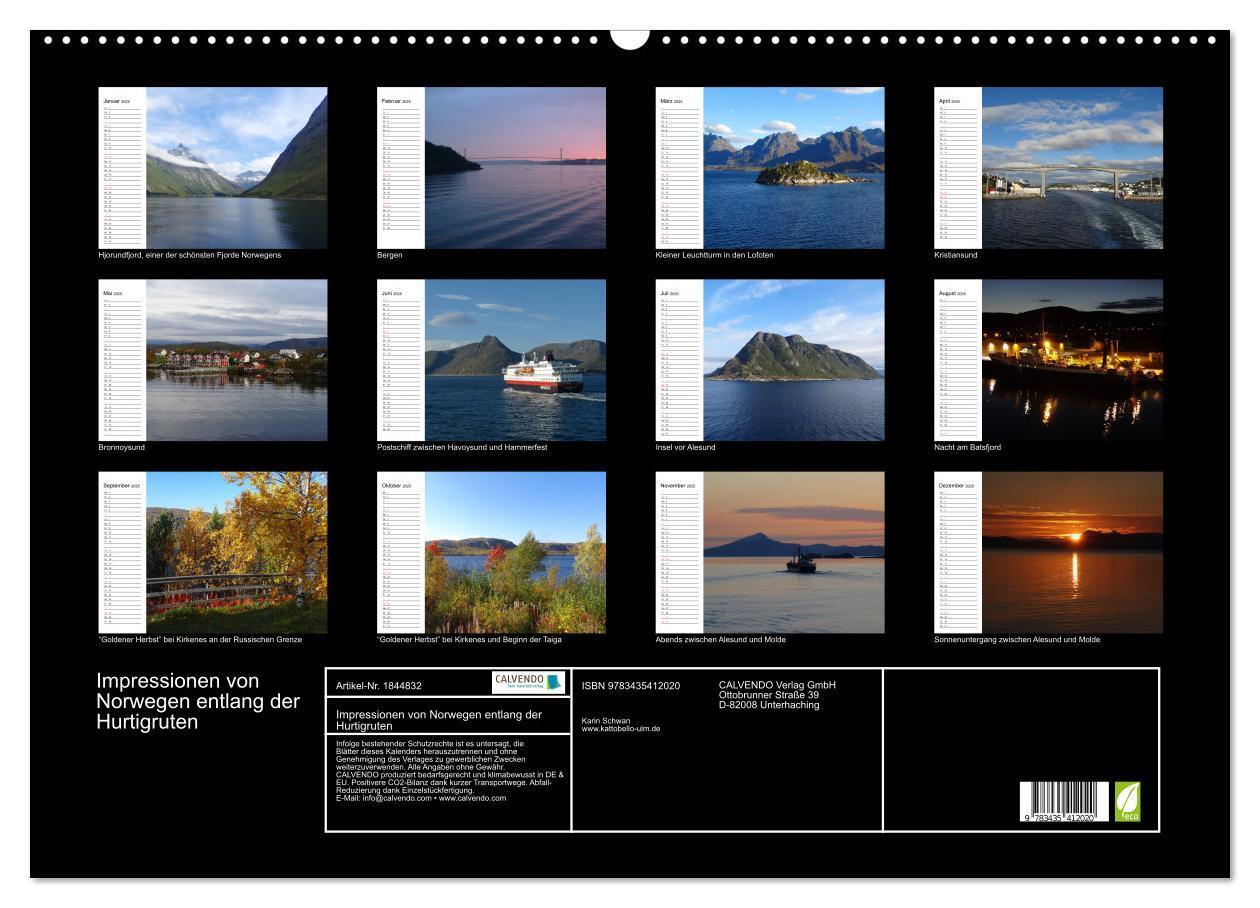 Bild: 9783435412020 | Impressionen von Norwegen entlang der Hurtigruten (Wandkalender...