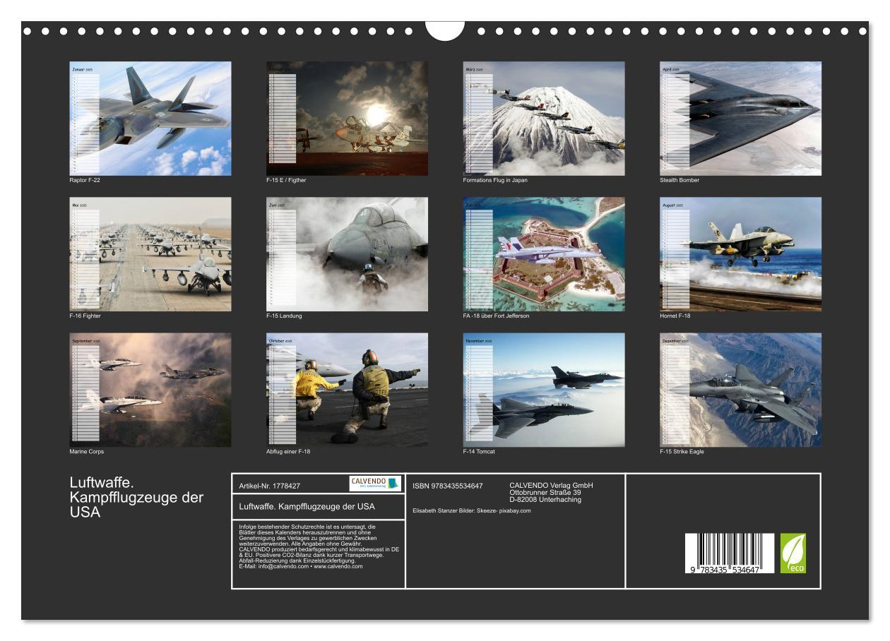 Bild: 9783435534647 | Luftwaffe. Kampfflugzeuge der USA (Wandkalender 2025 DIN A3 quer),...