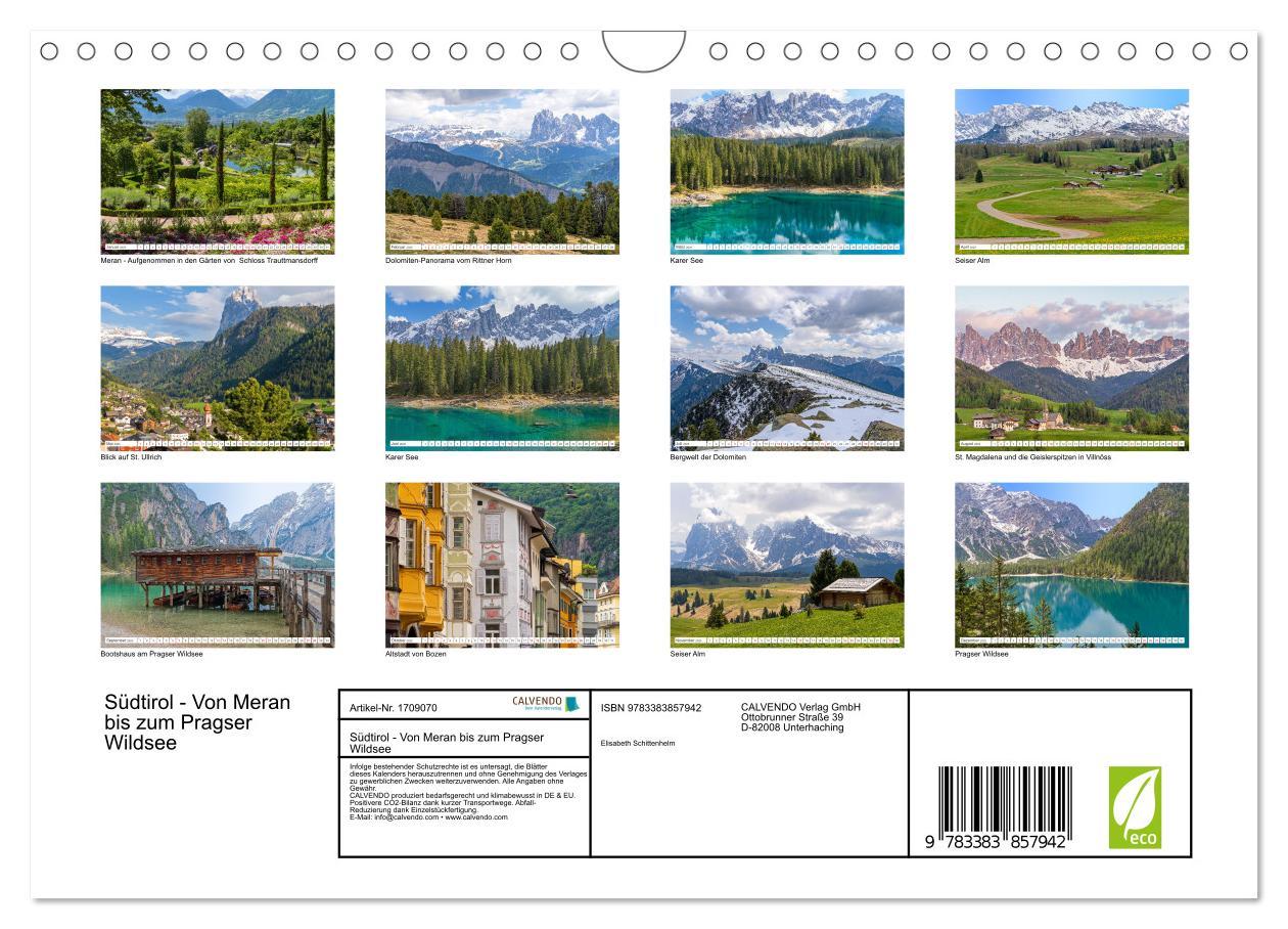 Bild: 9783383857942 | Südtirol - Von Meran bis zum Pragser Wildsee (Wandkalender 2025 DIN...