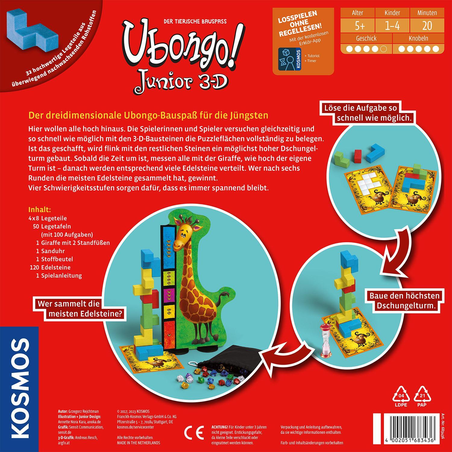 Rückseite: 4002051683436 | Ubongo Junior 3-D | Spiel | Spiel | 683436 | Deutsch | 2023 | Kosmos