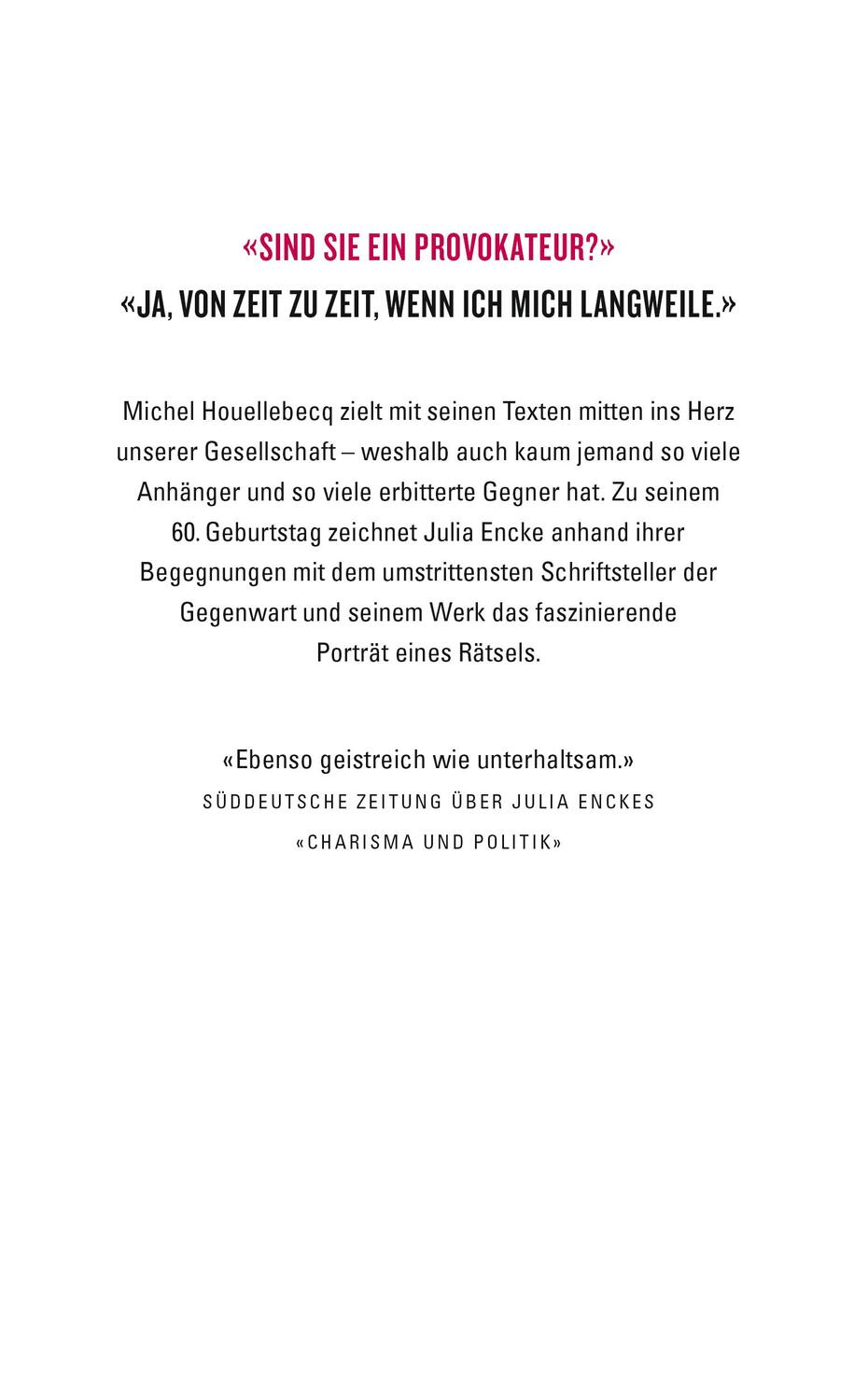 Rückseite: 9783737100175 | Wer ist Michel Houellebecq? | Porträt eines Provokateurs | Julia Encke